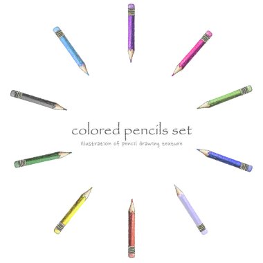 On renkli kalem dairesel çerçeve, kalem çizimi desen çizimi