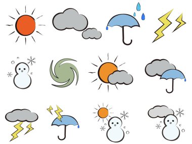 Hava işaretlerinin şirin çizimleri.