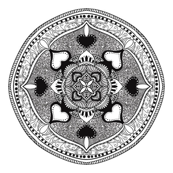 Delicately designed mandala monochrome color