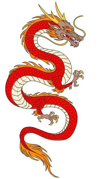 Parlak doğulu kızıl ejderhanın klip sanatı