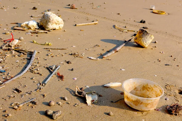 stock image The beach have a garbage and effluents concept of environmental protection.