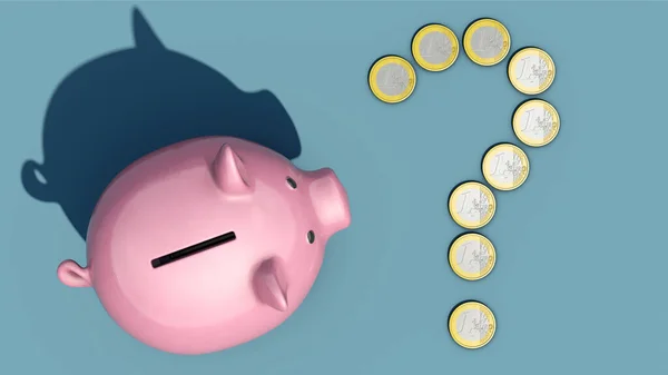 Sparschwein Mit Fragezeichen Aus Euromünzen — Stockfoto