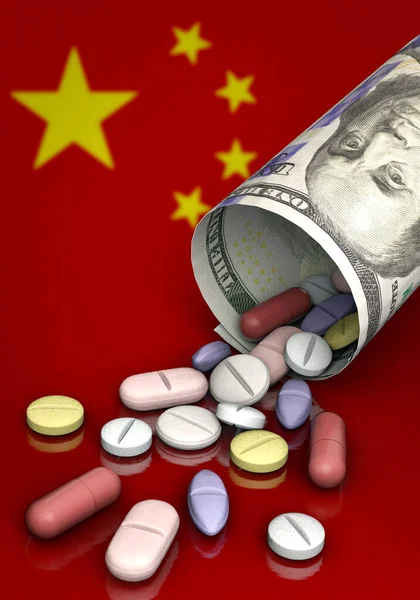 Таблиці Долар Сша Китай Залежно Від Китайської Фармацевтичної Промисловості Формат — стокове фото