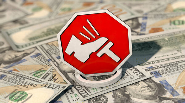 Debt ceiling sign on US Dollar bills