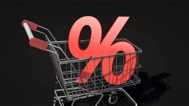  Alışveriş sepeti ile yüzde simgesi