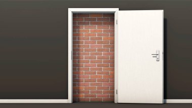 Arkasında duvar olan açık bir kapı.