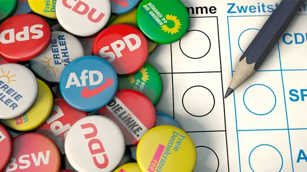 Parties in Germany for election - ballot paper with pen