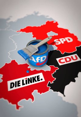 Saksonya, Thüringen ve Brandenburg 'da devlet seçimleri - Doğu oyları (mavi), portre biçiminde