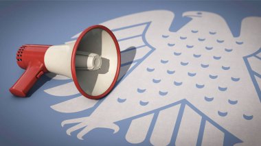 Alman Bundestag kartalı üzerinde megafon