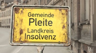 Belediye iflas etti - Alman şehir simgesi Gemeinde pleite (belediye iflası) Landkreis Insolvenz (ilçe iflası)