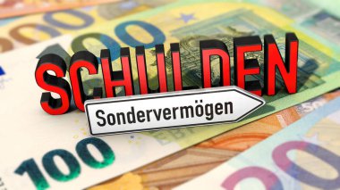 Almanca Schulden (borçlar) ve Sondervermoegen (özel fonlar) Avrupa banknotları üzerine