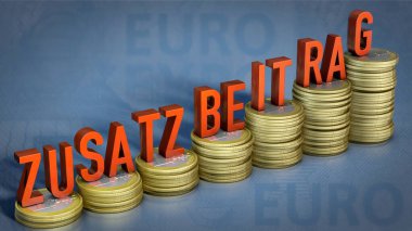 Almanca kelime Zusatzbeitrag olan Euro sikkeleri (ek katkı)
