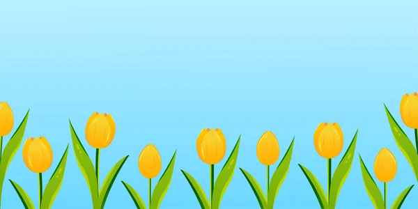 Fond Vectoriel Printemps Tulipes Jaunes Illustration Nature — Image vectorielle