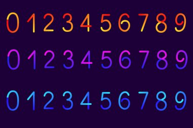 0 'dan 9' a vektör eğimli sayılar, biçimlendirilmiş çizgi film dairesel karışımları bir dizi sayı şekilleri oluşturur