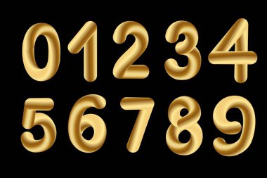 Şenlikli parti dekorasyonu için sıfırdan dokuza kadar vektör gradyanı 3D numaraları, biçimlendirilmiş karikatür dairesel karışım oluşturma şekilleri