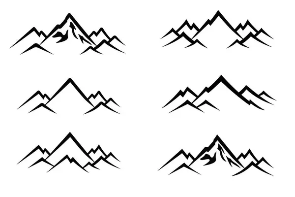 Conjunto Silueta Montañas — Vector de stock