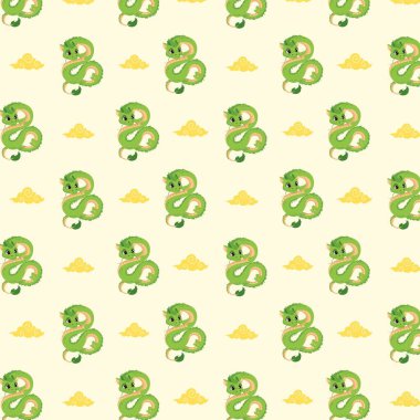 Çin burcunda yeşil ejderha işareti olan vektör pürüzsüz desen