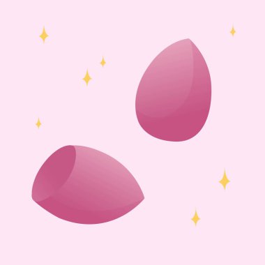 Değişik şekillerde pembe renk kozmetik mikserleri, makyaj süngerleri.