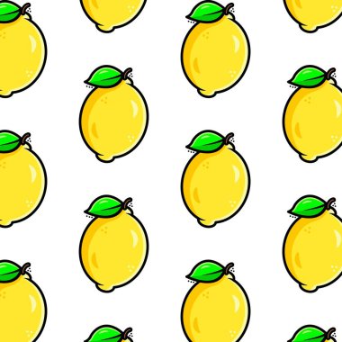 Çizgi film tarzında şeffaf arkaplanı olan limonlu vektör deseni