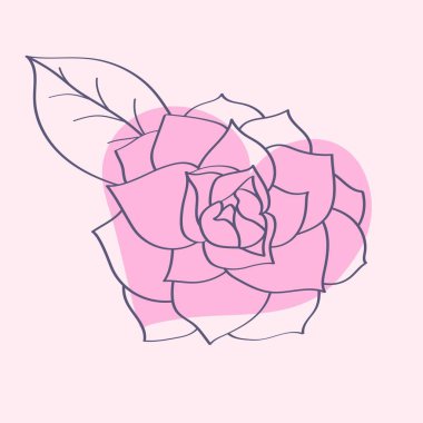 Yapraklı el çizimi vektör çiçeği. Çiçek özeti. kalp şekli