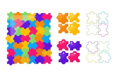 Colorful seamless puzzle. Rear puzzles, contour drawing puzzles clipart