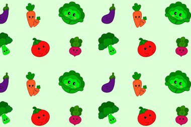 Vejetaryen, sebzesiz ve pürüzsüz. Düz çizgi film arkaplanı.