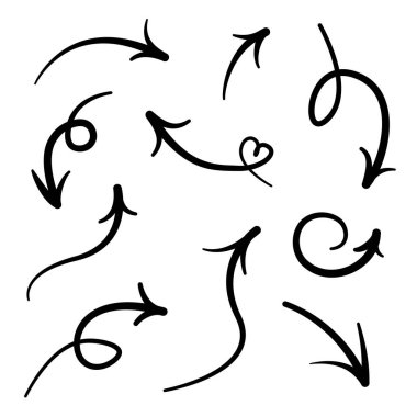 Tasarım vektörü illüstrasyonu için el çizilmiş ok vektör kümesi