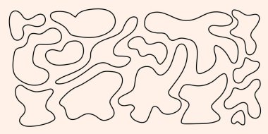 Darbelerle soyut sıvı şekiller dizisi Düzensiz oval damla Futuristik mürekkep lekesi Sıvı elementleri şekillendirir Rastgele lekeler Modern grafik elementler Vektör çizimi