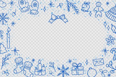 Yeni yıl kış arkaplanı şeffaf arkaplan üzerine metin için boşluk.