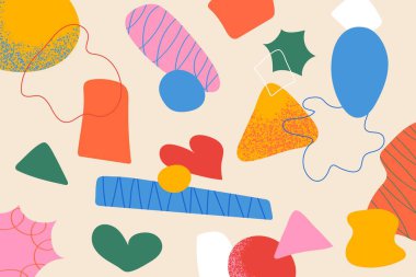 Renkli şekillere sahip parlak moda soyut geometrik elementler dijital kolaj etiketi tasarım ağı ve markalaşma projeleri için mükemmel