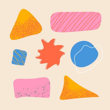 Modern renkli tarzdaki soyut geometrik elementler seti dijital sanat posterleri için kalın şekiller ambalajlama ve web görselleri