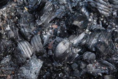 Ağır Kömür ve Kül Yığını BBQ, Kamp ve Doku Arkaplanlarında Kullanmak İçin