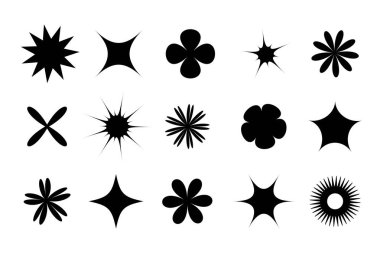 Kalın Y2K Soyut Simge Modern Fütürist Vektör Kümesi