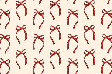 Doğum günü hediyesi paketi, moda kumaşı ve parti dekorasyonu için zarif Kırmızı Kurdele Yay Desenli Arka plan