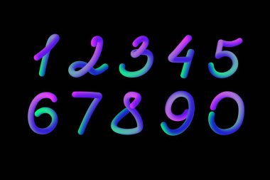 Modern Tipografi, Dijital Tasarım, Posterler ve Yaratıcı Projeler için Gradyan 3B Numaralar Ayarları