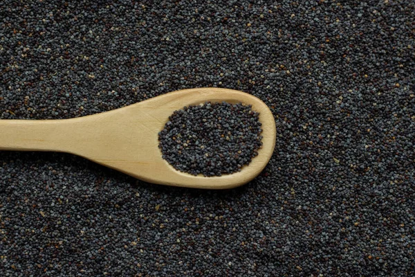 poppy seeds background - poppy seeds on wooden spoon