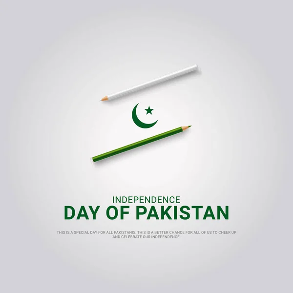 パキスタン独立記念日のお祝いのコンセプト スタイリッシュなテキスト 旗のついたペン — ストックベクタ