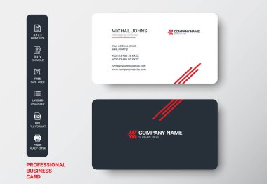 Asgari, Temiz ve Modern Çift taraflı kartvizit baskı şablonu taşıyıcı. Kırtasiye tasarımı