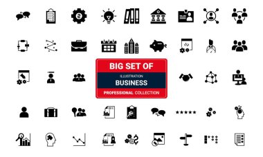 iş simgesi evrensel düz ve modern uygun iş simgesi siyah çizgi sanat vektörü illüstrasyonunu ayarla