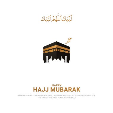Hac Mabrour İslami Sancak tasarımı Kabe illüstrasyonuyla. 3B illüstrasyonlar.