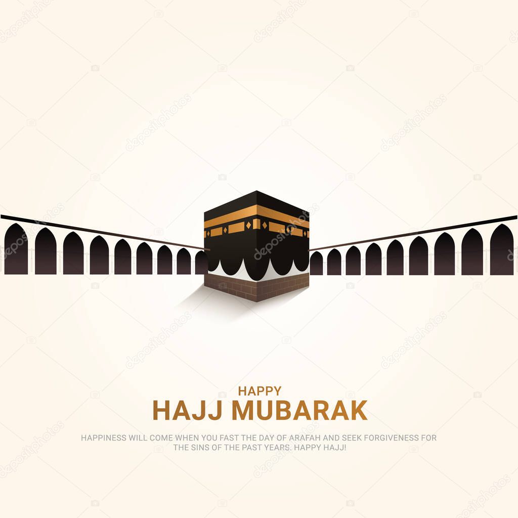 Hajj Mabrour Islamic banner template design with Kaaba illustration. 3D illustrations.