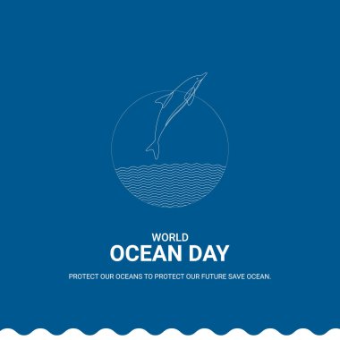 Dünya Okyanusu Günü, 3 boyutlu çizimler. Sosyal medya için tasarım. yaratıcı reklamlar