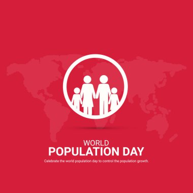 Dünya Nüfus Günü, afiş, poster, 3D illüstrasyon için yaratıcı bir konsept tasarımı.
