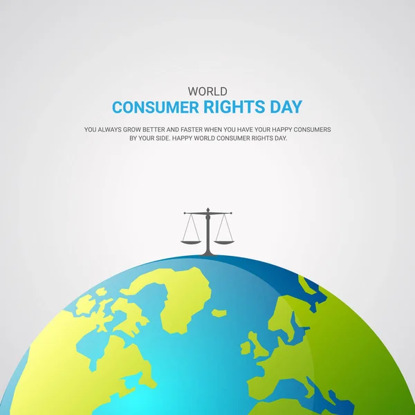 Dünya Tüketici Hakları Günü, sancak, poster, vektör sanatı için alışveriş çantası tasarımlı dünya küresi.