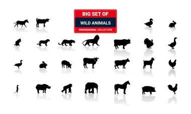 Çiftlik hayvanları ikonu seti. vektör illüstrasyonu