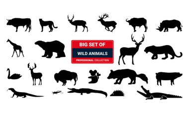 Vahşi doğada geyikler ve boğalar. vektör illüstrasyonu