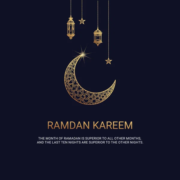 Ramadan Mubarak Ramadan Moon Concept Design Banner Poster Greeting Card — 图库矢量图片