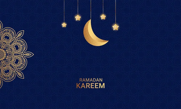 Ramadan Mubarak Concetto Luna Del Ramadan Design Banner Poster Biglietto — Vettoriale Stock