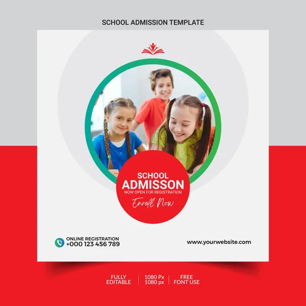 School Admission Banner Poster Social Media — Stock Vector