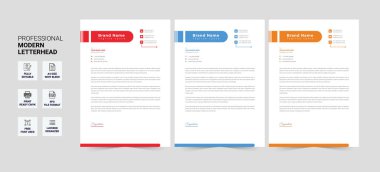 corporate modern letterhead design template with yellow, blue, green and red color. creative modern letter head design template for your project. letterhead, letter head, Business letterhead design. clipart